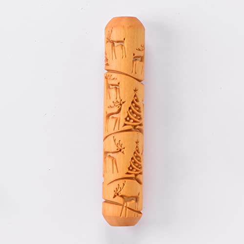 MKM Pottery Tools Wood Big Hand Rollers for Clay (BHR-112 Reindeer Christmas) - color: BHR-112 Reindeer Christmas