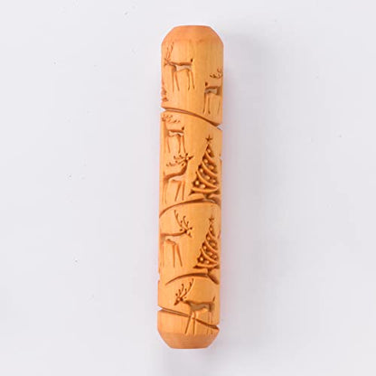 MKM Pottery Tools Wood Big Hand Rollers for Clay (BHR-112 Reindeer Christmas) - color: BHR-112 Reindeer Christmas