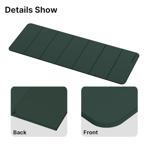 Yoga Mat Thick 10mm, Foldable Yoga Mat 75 x 26 x 0.4 Inches - color: Dark green