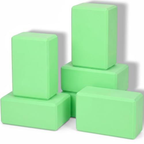 Wettarn 6 Pack Yoga Blocks 9 x 6 x 4 Inch EVA Foam, Lightweight | Non Slip, Yoga Props Accessories for Pilates, Stretching and Meditation - color: Green