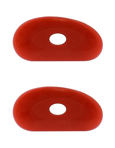 Creative Hobbies Red Soft Silicone Pottery - Pack of 2 | Ultra-Soft Ceramic Sculpting Tool for Smooth Finishing and Removing Finger Marks | Essential Tool for Potters (Shape 1) - color: Shape 1