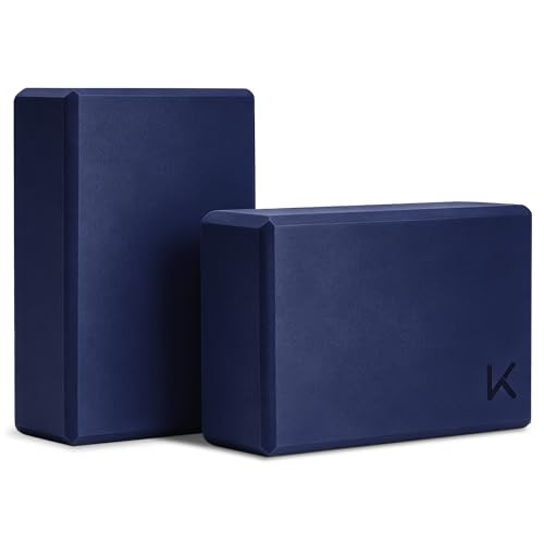 KEEP Yoga Block, High-Density EVA Foam 2 Pack Yoga Block with Non-Slip Textured Surface, Supportive, Lightweight - Ideal for Yoga - color: 2-Pack-Navy Blue