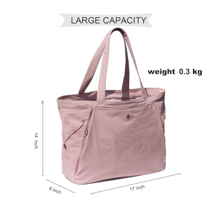 ESVAN Yoga Tote Bag for Women Shoulder Bags Drawstring for Office Workout Travel Carryall Pilates Gym and Beach - color: Pinklish Purple