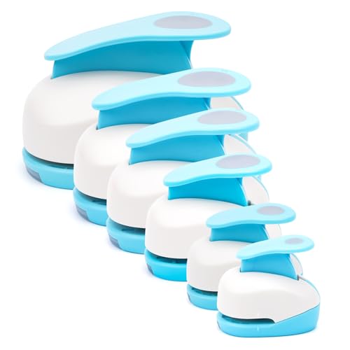 6PCS Circle Paper Punch, Handmade Scrapbook Paper Puncher, 6 Size (0.3"+ 0.6"+ 1" +1.5"+2"+3") of Scrapbooking Punches Crafting Designs for Office Supplies, Card Making, DIY Albums Photos - color: 0.3"+ 0.6"+ 1" +1.5"+2"+3"