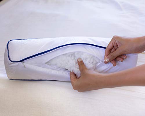 Nature's Guest Adjustable Cervical Neck Roll Bolster Pillow for Sleeping, Neck Pain Relief, Spine Support, Travel, Leg Support, Pregnancy, Cotton Cover, Hypoallergenic Microfiber Fill