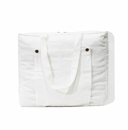 INDIAN CRAFT CASTLE Tote Bag with Yoga Mat Carrier Pocket Carryall Shoulder Bag for Office, Workout, Pilates, Travel, Beach and Gym - color: White