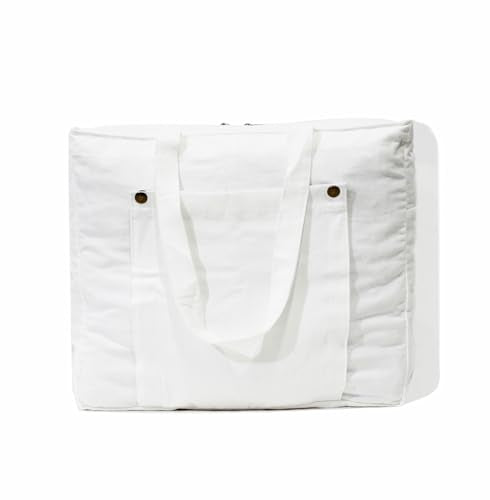 INDIAN CRAFT CASTLE Tote Bag with Yoga Mat Carrier Pocket Carryall Shoulder Bag for Office, Workout, Pilates, Travel, Beach and Gym - color: White