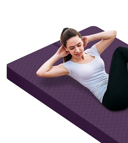 nuveti Large Exercise Mat - 15mm/20mm/30mm Thick Yoga Mat | Workout Mat for Fitness, Yoga, Pilates, Stretching & Floor Exercises for Women & Men with Free Carrying Bag - color: DarkPurple, size: 200X100X30MM