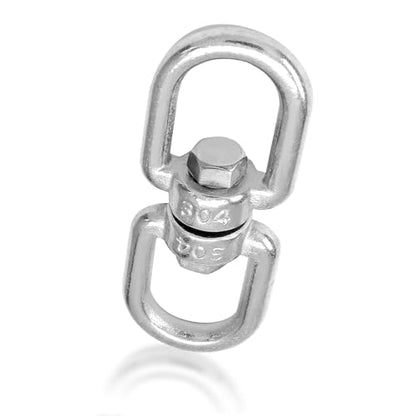 Bonsicoky M5 Double Ended Swivel Eye Hook, 2 Pcs | 304 Stainless Steel, Eye to Eye Swivel, Shackle Ring Connector - color: M5, size: 2 PCS