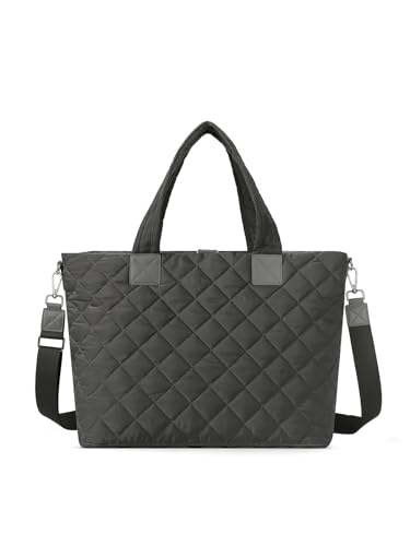 WESTBRONCO Tote Bag for Women with Zipper Large Puffer Quilted Tote Bag for Travel Gym Work