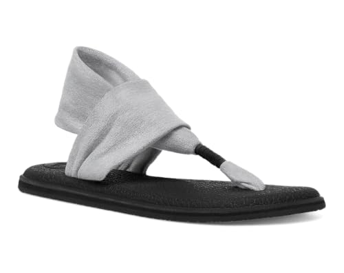 Sanuk Women's Yoga Sling 2 | Yoga Mat Footbed | Sandals for Women | Yoga Sandals For Women| Two-Way Stretch Upper - color: Grey, size: 7