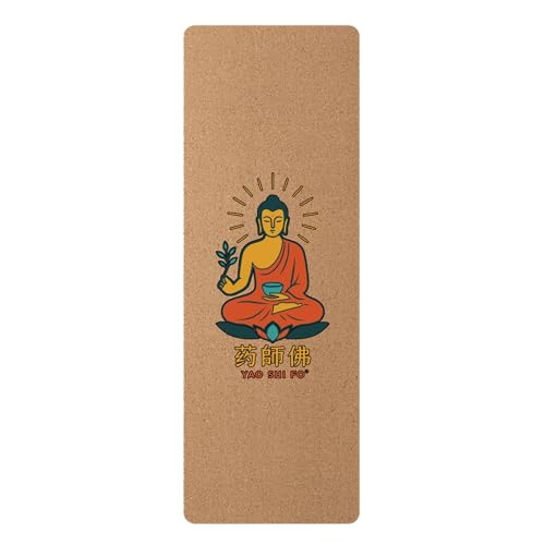 Yaoshifo Cork Yoga Mat Green Orange - 4mm FSC Cork & Natural Rubber, Excellent Grip, Sustainable Yoga Mat