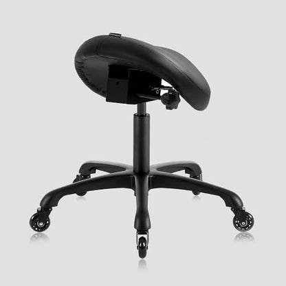 Ergonomic Saddle Chair, Adjustable Rolling Stool with Forward Tilt - color: Black