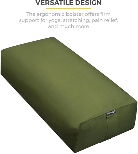 Firm Large Yoga Bolster, 24x12x6in - color: Olive Green - Zippered Cover, size: 1 Pack
