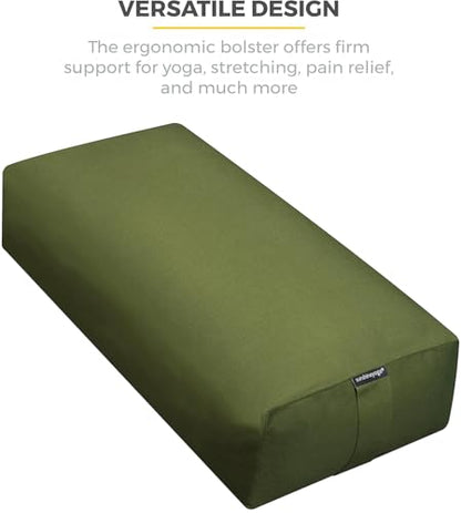 Firm Large Yoga Bolster, 24x12x6in - color: Olive Green - Zippered Cover, size: 2 Pack