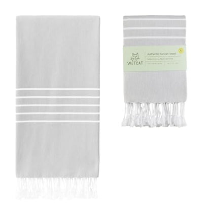 WETCAT Turkish Beach Towel Oversized (38"x71") 100% Turkish Cotton, Made in Turkey - Sand Free, Extra Large, Ultra Soft, Quick Drying, Compact & Lightweight for Travel - Grey - color: Grey, size: Beach Towel (38" x 71")