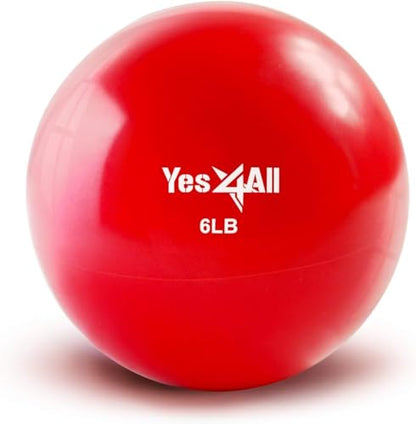 Yes4All Weighted Toning Balls for Exercise, Soft Medicine Balls for Exercise, Pilates, Yoga, Balance, Flexibility, 2-10lbs - color: Red, style: A. Smooth