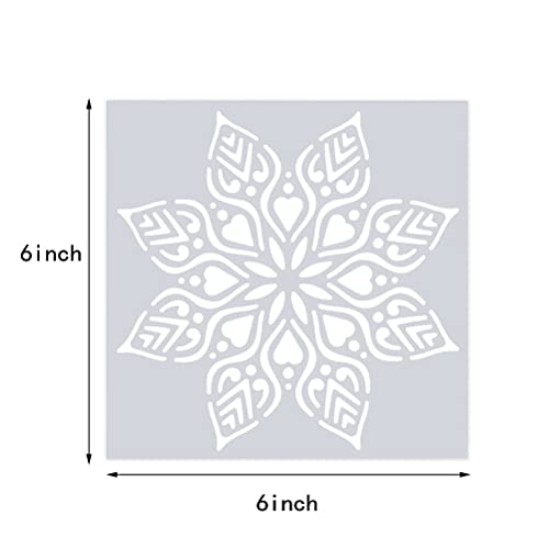 16 Pcs Mandala Stencils, 6 x 6 Inch Reusable Painting Templates for Crafts | Pet Material, Smooth Edges, Geometric Layering Designs, Washable, for Wood, Walls, Fabric, Floor, Window, Cards and Drawing - style: Mandala Stencils-1