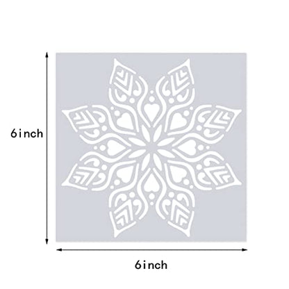 16 Pcs Mandala Stencils, 6 x 6 Inch Reusable Painting Templates for Crafts | Pet Material, Smooth Edges, Geometric Layering Designs, Washable, for Wood, Walls, Fabric, Floor, Window, Cards and Drawing - style: Mandala Stencils-1