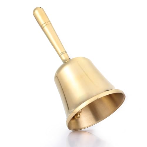 Homelavie Super Loud Solid Brass Hand Call Bell Dinner Bell (L) | Hand Bells for Seniors Bedside, Teacher Classroom Bell, Ringing Bell at Wedding, Tibetan Meditation Bells, Gift for Bedridden - size: Large