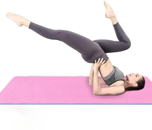 Hatha Yoga Extra Thick TPE Yoga Mat - 72"x 32" Thickness 1/2 Inch -Eco Friendly- With High Density Anti-Tear Exercise Mats For Home Gym Travel & Floor Outside - color: Pink/Blue