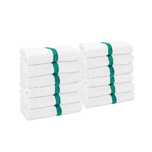 Arkwright White Bath Gym Towel - Pack of 6 - Bulk 100% Cotton Soft Quick Dry Sweat Absorbent Hotel Quality Towels for Workout, Bathroom, Spa, Pool, 22 x 44 in, Green - color: Green, size: 22 x 44 in. (6 Pack)