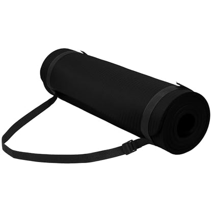 Fitvids Yoga Mat, 1/2-Inch Extra Thick High Density Exercise Mat, Anti-Tear Exercise Yoga Mat with Carrying Strap, Suitable for Various Yoga Exercises - color: Midnight