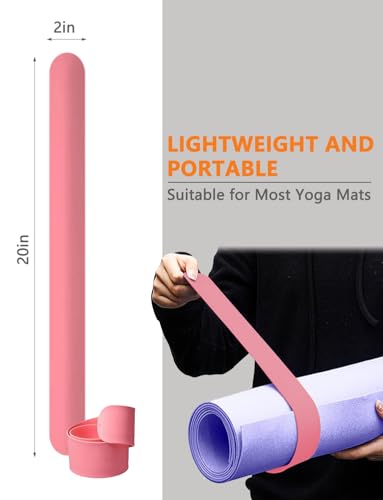 2 Pcs Yoga Mat Strap, Yoga Mat Scrunchie Slap Band for Carrying & Storage - Secure for Travel, Fits Most Standard Mats - color: Pink