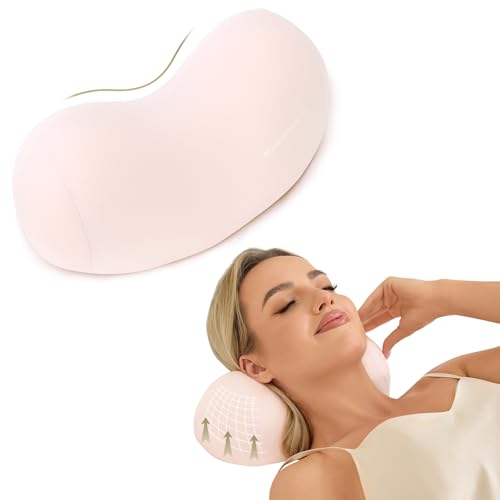 HydroAurum Cervical Neck Pillow, 100% Memory Foam Neck Roll Pillow for Neck and Shoulder Pain Relief, Orthopedic Support for Office Workers, Drivers & Yoga - color: Pink