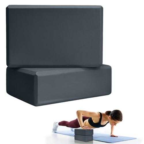 Septo 2 Pcs Yoga Blocks, 9x6x3 Inch Foam Blocks for Pilates - color: Grey