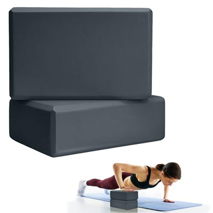 Septo 2 Pcs Yoga Blocks, 9x6x3 Inch Foam Blocks for Pilates - color: Grey