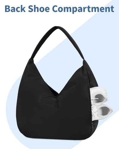 Ceneda Large Gym Bag for Women with Hidden Yoga Mat Holder & Shoe Compartment & Wet Pocket, Sports Duffle Bag for Travel - color: Black