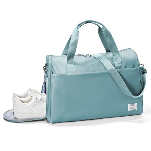 Travel Weekender Bags with Shoe Compartment Overnight Bag Light Blue | Personal Item Travel Bag with Wet Pocket Carry On Bag with Laptop Compartment Duffle Bag for Sports Travel Gym Essential - color: K4-Light Blue