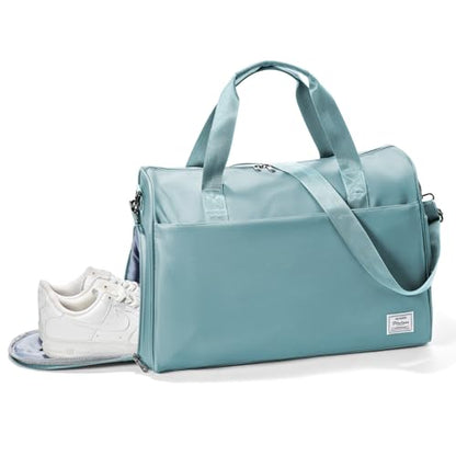 Travel Weekender Bags with Shoe Compartment Overnight Bag Light Blue | Personal Item Travel Bag with Wet Pocket Carry On Bag with Laptop Compartment Duffle Bag for Sports Travel Gym Essential - color: K4-Light Blue