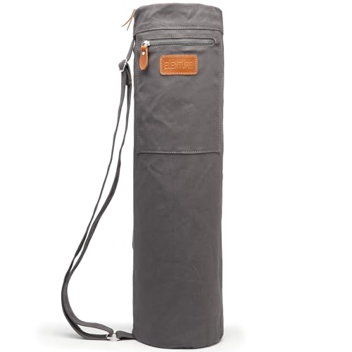 Yoga Mat Bag for Women & Men, Full-Zip Canvas Pilates Bag with Pockets | Lightweight Yoga Mat Carrier with Adjustable Shoulder Strap, Fits 1/4 & 1/3 Inch Thick Mats, for Studio Gym Travel Workout - color: Grey-1