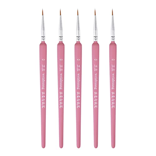 HARFINGTON 5pcs Detail Paint Brushes 8.5mm Pointed Tip 185mm Length Nylon Hair Miniature Painting Brush for Watercolor Oil Acrylic Painting(0#), Pink - color: Pink, size: 0# 8.5mm
