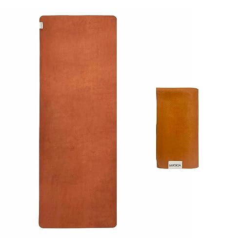 Travel Yoga Mat 1.5mm | Foldable, Lightweight Mat | Use for Travel, Backpacking, Yoga Retreat, Outdoors, Gym, Pilates, Machine Washable, Eco-Friendly - color: Orange
