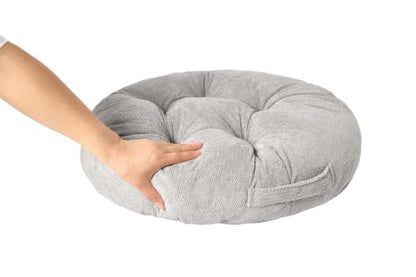 Floor Pillow for Adults, Large Sitting & Meditation Cushion - color: Light Gray, Round