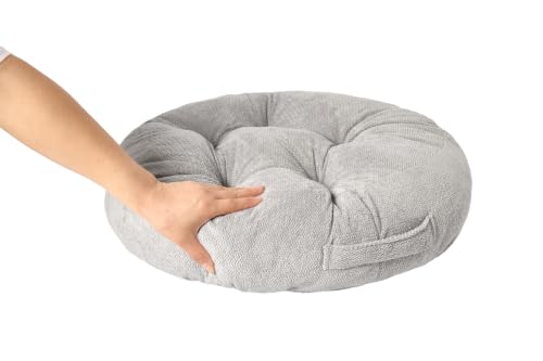 Floor Pillow for Adults, Large Sitting & Meditation Cushion - color: Light Gray, Round