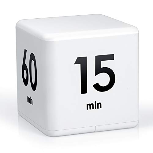 Weewooday Cube Timer, Gravity Sensor Flip Timer for ADHD, White - color: White