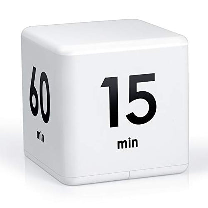 Weewooday Cube Timer, Gravity Sensor Flip Timer for ADHD, White - color: White