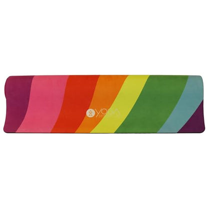 YOGA DESIGN LAB | The Combo Yoga Mat | 2-in-1 Mat+Towel | Eco Luxury | Ideal for Hot Yoga, Power, Bikram, Ashtanga, Sweat | Studio Quality | Includes Carrying Strap! - color: Rainbow, size: 3.5mm
