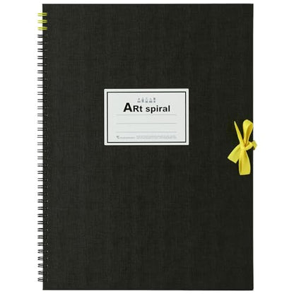 Maruman Art Spiral Sketch Book, F4, 13.27" x 10.04", 24 Sheets, Black | Drawing Pad With Acid-Free Art Paper & Twin-Wire Binding, Premium Drawing Paper Sketchbook, Sketch Pad Made in Japan - color: Black, size: F4 (13.27" x 10.04")