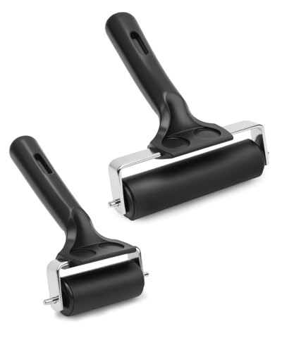 UCEC 2 Pack Brayer Roller for Printmaking, Rubber Roller for Ink 2.4&4 Inch | Brayer Rollers In 2.4 Inch & 4 Inch Sizes, Durable Rubber Roller For Ink, Gluing, Diamond Painting & Block Printing Crafts - color: 2.4+4 Inch-Black