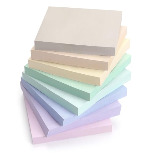 Sticky Notes 3x3 in, 8 Pads, Pastel Colors, 80 Sheets/Pad, Total 640 Sheets | Self-adhesive Sticky Notes - color: 8 Pads 3x3 in Pastel Colors Sticky Notes