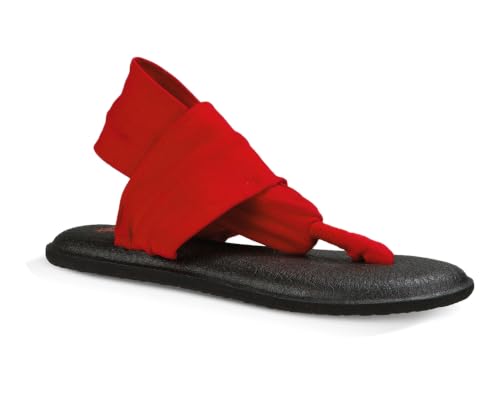 Sanuk Women's Yoga Sling 2 | Yoga Mat Footbed | Sandals for Women | Yoga Sandals For Women| Two-Way Stretch Upper - color: Bright Red, size: 7
