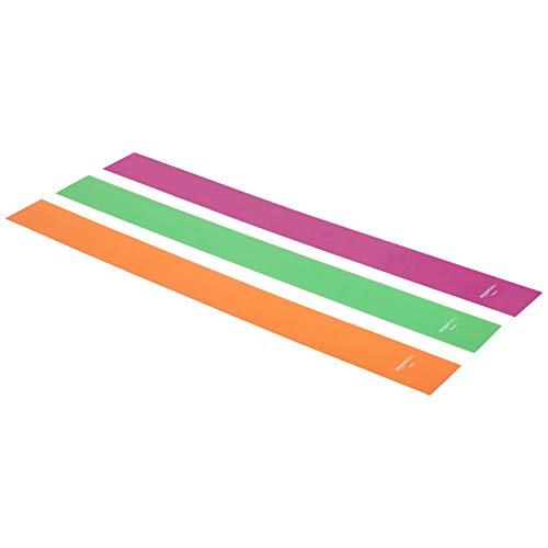Amazon Basics 스트레칭, 근력 훈련 및 운동을 위한 저항 밴드, 3개 세트, 오렌지/그린/핑크