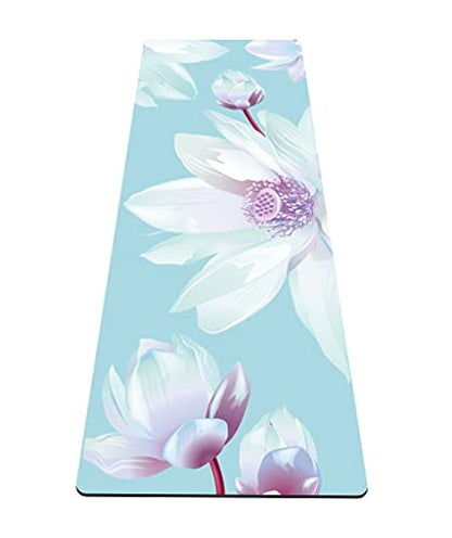 nuveti Yoga Mat Print Extra Thick TPE Non Slip Fitness Exercise Mat with Carrying Bag,72"x24" Extra Thick 6MM Exercise & Workout Mat for Yoga, Pilates Fitness and Floor Exercises - color: Flower-C