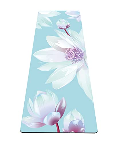 nuveti Yoga Mat Print Extra Thick TPE Non Slip Fitness Exercise Mat with Carrying Bag,72"x24" Extra Thick 6MM Exercise & Workout Mat for Yoga, Pilates Fitness and Floor Exercises - color: Flower-C