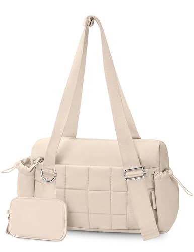 Mini Gym Bag for Women Puffy Bag, Small Gym Bag with Coin Wallet, Lightweight Gym Tote Bag for Fitness, Work, Travel, Daily Commute,Camel - color: Camel